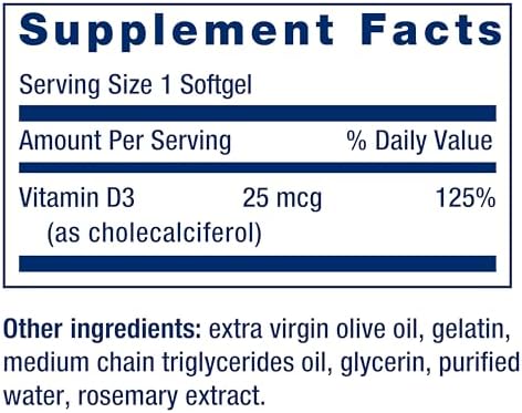 Life Extension Vitamin D3 25 mcg (1000 IU), Immune System Support, Bone Health, Whole-Body Health, Value Size, Gluten-Free, Non-GMO, 250 softgels | Bone Health, Cognitive Health & Immune System Support, Gluten-Free & Non-GMO, Once Daily for a Two-Month S…