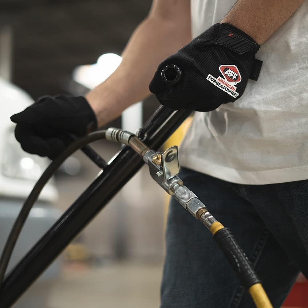 AFF 10 Ton Air Hydraulic Long Chassis Jack - for Long Overhang Vehicles | 10 T Floor Jack with Foot Pump & 3-Position Lock Handle - Ideal for Repair Shops, Bus & Truck Fleets, Heavy Duty Equipment