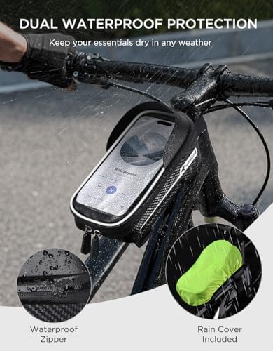 whale fall Bike Frame Bag Waterproof, 3D EVA Hard Shell, Bike Phone Holder