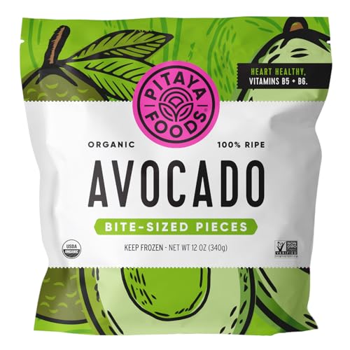 Pitaya Foods - Frozen Organic Avocado Bite-Sized Pieces, Pre-Packaged Frozen Fruit, No Added Sugar or Preservatives, Good Source of Vitamin B5 & B6