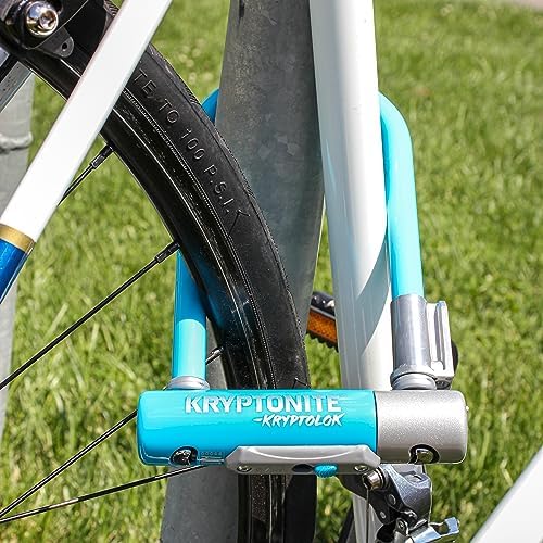 Kryptonite Kryptolok Mini-7 Bike U-Lock, 12.7mm Steel Shackle, Light Blue | Heavy Duty Anti-Theft Bicycle Lock with Mounting Bracket