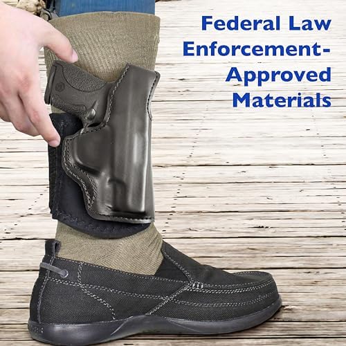 Desantis Die Hard Ankle Rig - Right Hand Draw, Black | Fits S&W M&P SHIELD 9/40, M2.0 9/40, 9 SHIELD PLUS, Concealed Ankle Holster