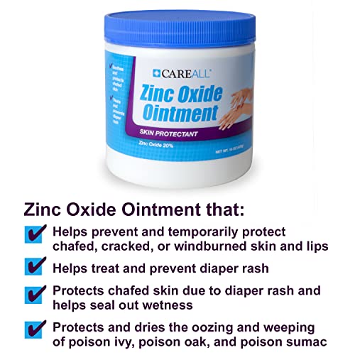 CareAll Zinc Oxide 20% Skin Protectant Barrier Ointment 15 oz., Provides Relief
