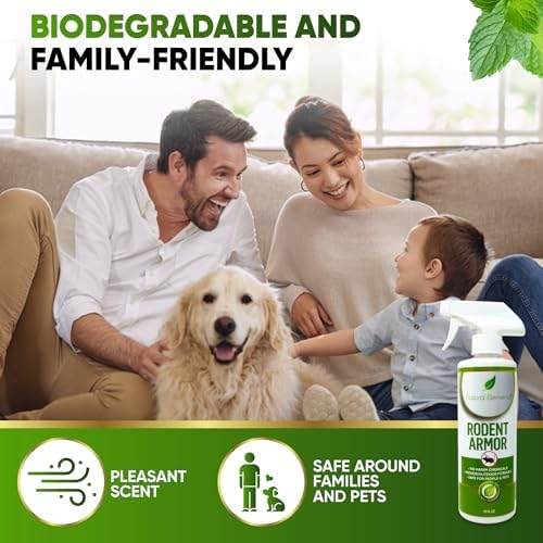 Natural Elements Rodent Armor – Peppermint Oil Rodent Repellent Spray for Vehicles, RVs, Boats & Equipment – 16 oz