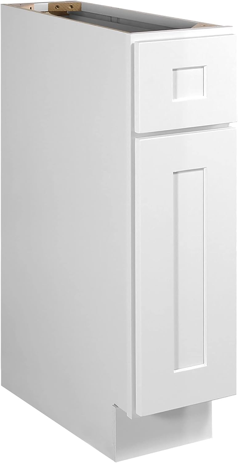 Brookings Shaker Unassembled Base Kitchen Cabinet B18, 18 W x 24 D x 34.5 H, Painted White with Sherwin Williams®, Solid Wood – Design House, 561340 | Adjustable Shelves, Adjustable Hinges, Floor Mount, Contemporary/Modern, Wood, Kitchen, 561340