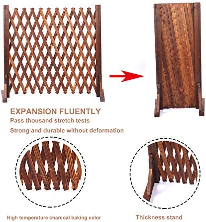 jxgzyy 2 Pack Expandable Wood Garden Fence Wooden Pet Gate Retractable Wooden Fence Gate Freestanding Wooden Fence Gate for Garden Patio Decorative