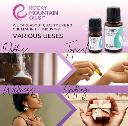 Rocky Mountain Oils Purify Essential Oil Blend 15ml - Organic, 100% Pure Blend with Lemongrass, Rosemary, Lavender, Myrtle, Citronella