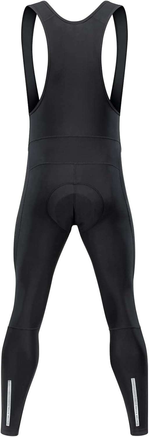 Przewalski Men's Cycling Bib Pants 4D Padded Bike Thermal Bib Tights Black