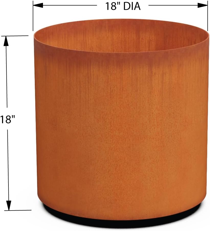 Plantercraft Large Round Planters for Outdoor Plants - 24 Inch Corten Steel Planter for Patio