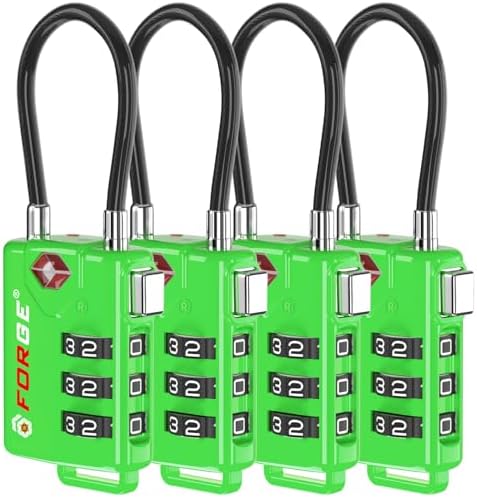 TSA Approved Cable Luggage Locks, Re-settable Combination with Alloy Body