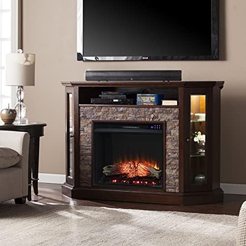 SEI Furniture - Redden Corner-Convertible Electric Fireplace with Touch Screen - Espresso - Transitional Design