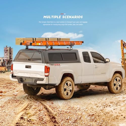 Model ADX32-C Aluminum 2 Bar (60") Universal Drilling Truck Camper Roof Rack with Ladder Stopper Sandy Black