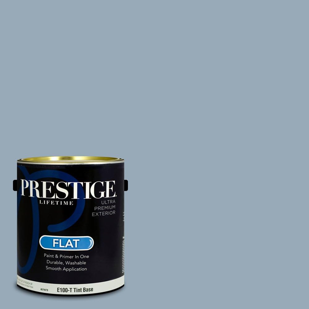 PRESTIGE Paints E100-T-SW6241 Exterior Paint and Primer in One, 1-Gallon, Flat, Comparable Match of Sherwin Williams Aleutian, 1 Gallon, SW18-Aleutian