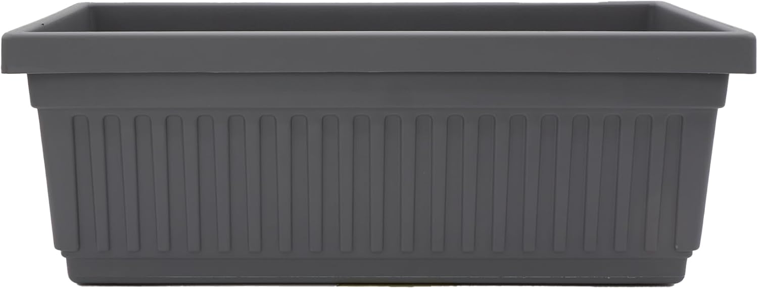 The HC Companies Venetian Window Planter Box w/Drain Plug - Long Planter Box for Windowsills, Balconies & More - Plastic Rectangular Outdoor Planters for Herbs & Flowers (18" Clay, Pack of 1)