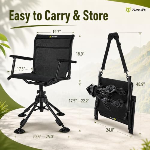 TIDEWE Hunting Chair with Seat Cover, 360° Silent Swivel Seat, Standard