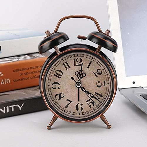 Boquite Old Fashioned Alarm Clock, Retro Mechanical Alarm Clock with Night Light (Black)