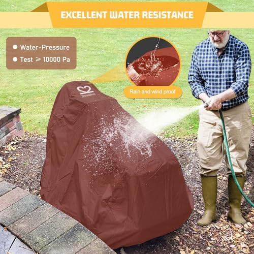 Riding Lawn Mower Cover 600D Lawnmower Covers Waterproof, up to 54" Decks | Universal Outdoor Lawn Tractor Cover Tarp All Weather Ride on Mower Covers, Heavy Duty 600D, Elastic Cord & Storage Bag