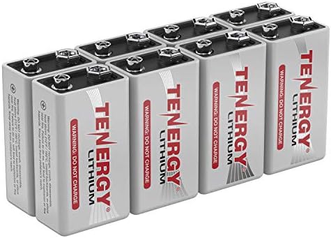 Tenergy 9V Lithium Batteries, 1200mah Non-Rechargeable Batteries, 10 Years Shelf Life Lithium 9 Volt Batteries, 2 Pack