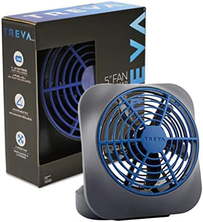 O2COOL Treva 5 in Portable Battery Powered Desk Fan 2-Speed Dark Blue | Yes