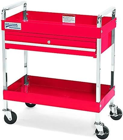 Williams 50723 2 Drawer 30-Inch Service Cart with Locking Drawer, Red
