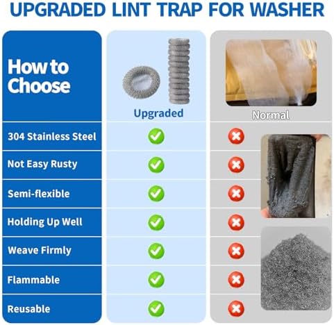 SUNHE YHK Lint Traps for Washing Machine, 40 Pieces | Stainless Steel Laundry Mesh Washer Hose Filter, 40 pcs Cable Ties, Catches Lint