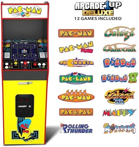 Arcade1Up Pac-Man Deluxe Arcade Gaming Cabinet, 14 Classic Games | Real Feel Joysticks and Buttons, 17-Inch Color Screen