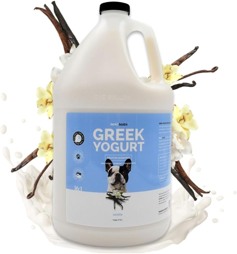 Bark2Basics Vanilla Greek Yogurt Dog Shampoo, 1 Gallon | Protein Pet Shampoo, All Natural Ingredients, Restores Moisture
