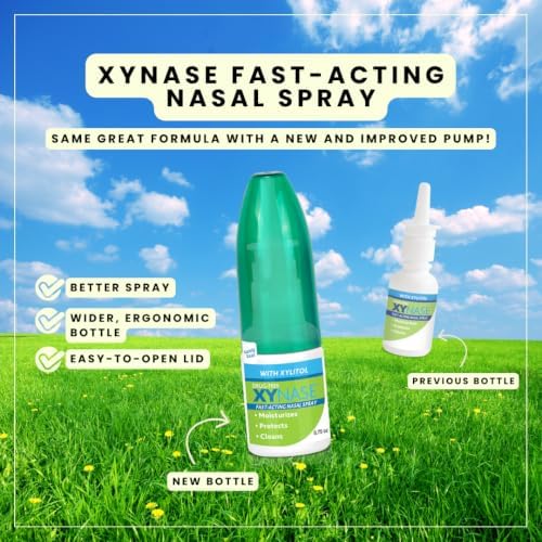 3 Pack Xynase Natural Saline Nasal Spray with Xylitol - Relieves Nasal Congestion, Dry Nose, Allergy Symptoms, Sinus Pressure (0.75 fl oz Each)
