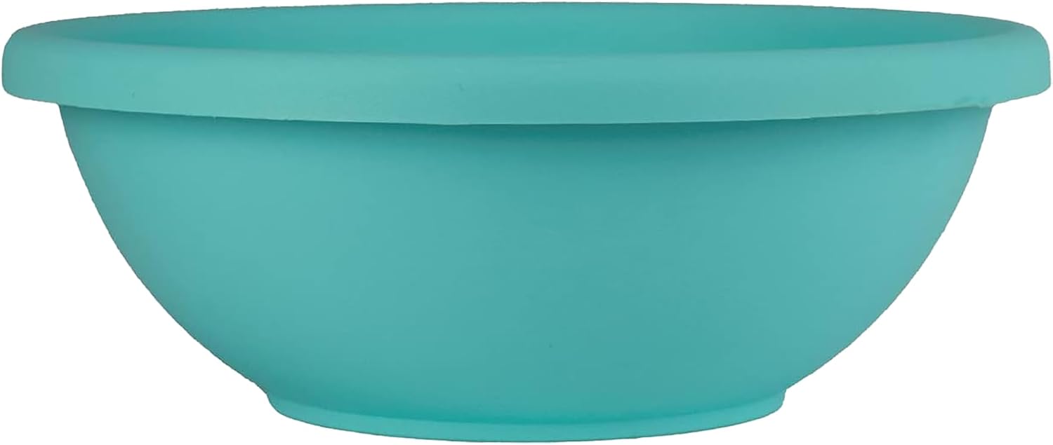The HC Companies Shallow Planter with Drainage - Contemporary Garden Bowl Planter for Flowers, Herbs & More - Round Succulent Planter Pot for Indoors and Outdoors (20" Clay, Pack of 1)