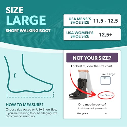 BraceAbility Short Walking Boot - Orthopedic Medical Walker Cast for Broken Toe Injuries, Sprained Ankles, Metatarsal Stress, Post-Op Support Left or Right Foot Fracture Shoe Fits Men and Women (L)
