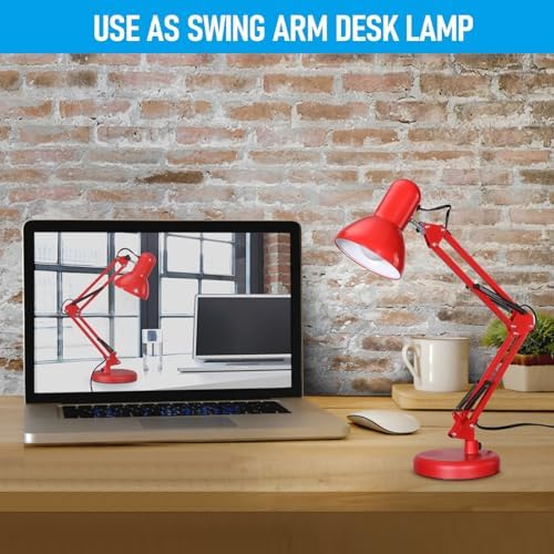 TORCHSTAR Metal Desk Lamp, Adjustable Swing Arm, E26, Black | Architect Gooseneck Multi-Joint Clip Table Lamp with Plastic Clamp, for Home Office, Work, Study, Reading, Bulbs not Included