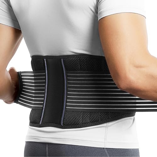 BraceUP Back Brace for Men and Women Lower Back - Breathable Waist Lumbar Support Belt for Sciatica, Herniated Disc, Scoliosis Back Pain Relief, with Dual Adjustable Straps (L/XL 35-43 In)