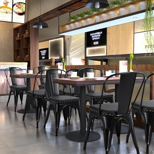 Yaheetech Metal Dining Chairs Set of 4 with Cushioned PU Leather Seat Black