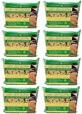 Wildlife Sciences Songbird Treats Seed Bars | 8 Pack of 2 lb Bird Seed Cakes for Wild Birds (Wild Bird Buffet)