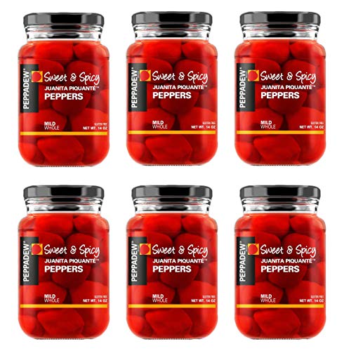 Peppadew® Sweet & Spicy Juanita Piquante Peppers,14 Ounce (400g) Mild, Whole – Gluten Free & Vegan [Pack of 6]