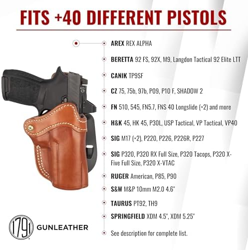 1791 Optic Ready Paddle Holster Fits Sig P320, Beretta 92FS, Walther PDP