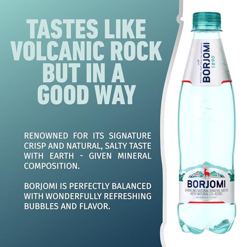 BORJOMI Sparkling Mineral Water with Natural Minerals - Crisp and Bold Taste - PET Bottles - 25.3 oz, Bottled Water 6 Pack