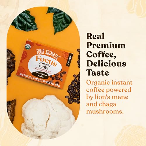 Four Sigmatic Mushroom Mix Coffee Lion's Mane | Focus | Pack of 3 (30 Packets Total)