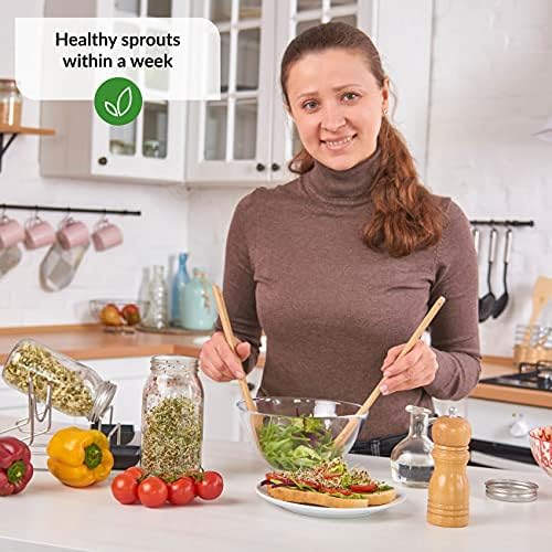 2 Pack Seed Sprouting Jar Lids | For 2.75" Regular Mouth Mason Jars | Fresh Sprouts at Home | Strainer Screen for Canning Jars | 304 Stainless Steel