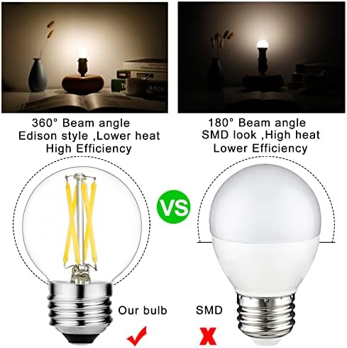 Litehistory e12 led bulb dimmable g16.5 Light Bulb 4W Equal 40 Watt 400lm AC120V e12 Candelabra Bulb 40 Watt for Chandeliers,Ceiling Fan,Vanity Warm White 2700K Globe candelabra Light Bulb 6Pack