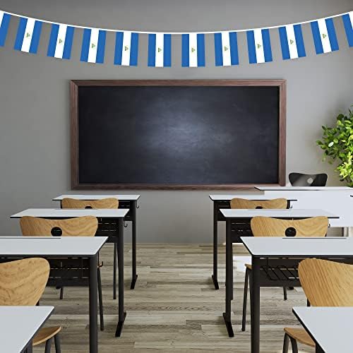 G128 Nicaragua Nicaraguan Bunting Banner | Flag 8.2 x 5.5 Inch, Full String 33 Feet | Printed 150D Polyester, Decorations For Bar, School