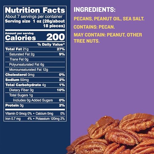 PLANTERS Whole Pecans, Roasted & Salted, Baking Nuts, 7.25 Oz (1 Ct)