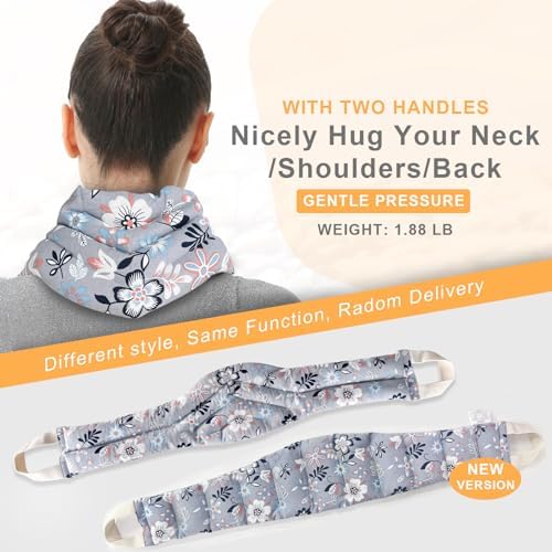 UNCN Long Wide Heating Pad for Neck and Shoulders Back 33x5.9 Microwavable Large Moist Heat Pack Warm Hot Compress Neck Wrap Weighted Bag Massage
