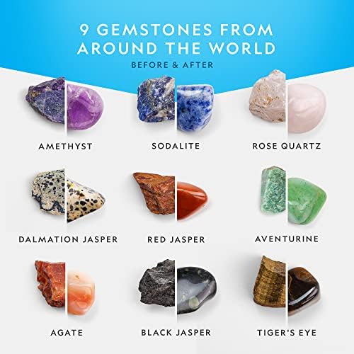National Geographic Rock Tumbler Refill Kit with 3 Lbs. Rough Gems | 3 Lbs. Rough Gemstones, Amethyst and Quartz, 4-Stage Grit, Jewelry Accessories, Rock Polishing Supplies
