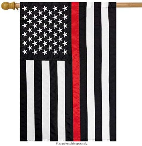 Tea Stained Applique & Embroidered American Flag House Flag USA 28" x 50"