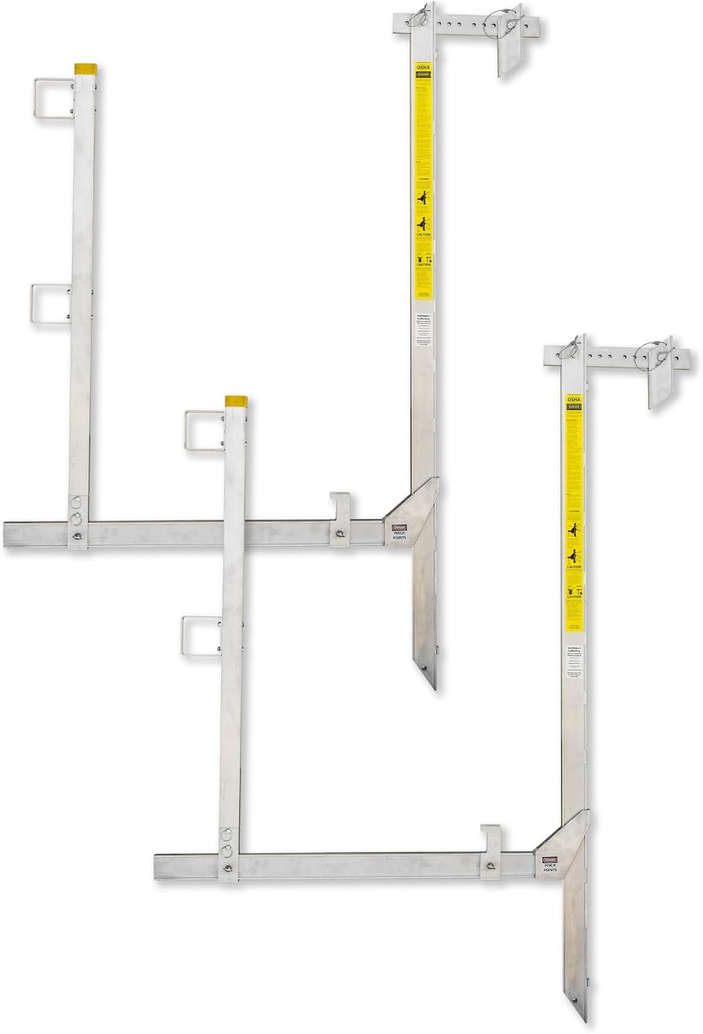 6 Foot Top Plate Hanging Scaffold with Guard Rail Posts (Pack of 2) Light Weight Aluminum Scaffolding Wall Walker Brand - OSHA Compliant