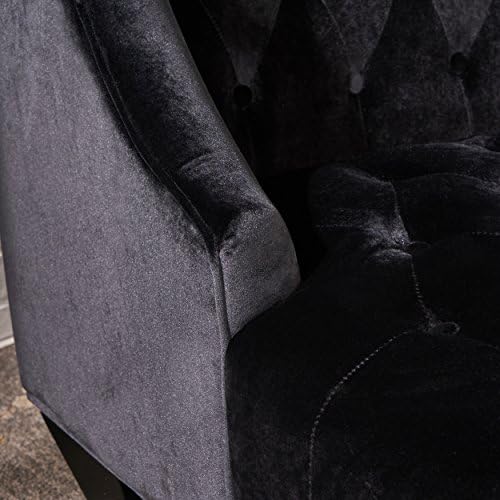 Christopher Knight Home Leora Modern Glam Tufted Velvet Wingback Loveseat, Black / Dark Brown