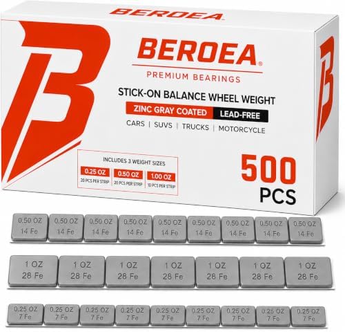 OCTOPUS BEROEA 500Pcs Zinc Black Coated Stick-On Balance Wheel Weight Lead-Free Cars SUVs Trucks Motorcycle Wheel Balancers w/Wider and 3M Tape 1oz