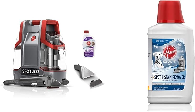 Hoover Spotless Portable Carpet + Upholstery Spot Cleaner Machine, Lightweight Shampooer Machine, Pet Stain Remover, Car and Auto Detailer