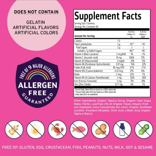 Vitamin Friends - Vegan Multivitamin & Iron for Kids - Daily Nutritional Support Gummies w/Ferrous Fumarate B-Complex, Vitamin C, Zinc